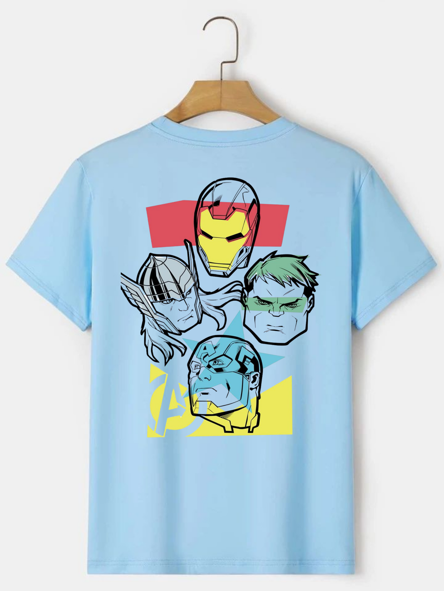 Marvel Heroes Graphic T-Shirt - Light Blue | Official Avengers Design