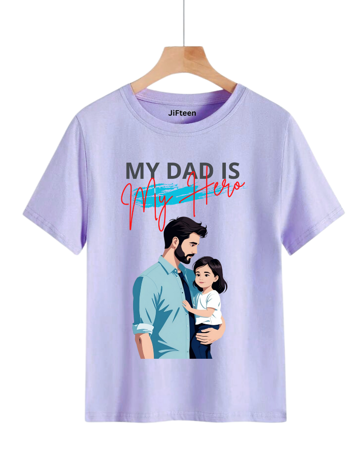 My Dad Is My Hero" Lavender Graphic Tee – JiFteen Exclusive