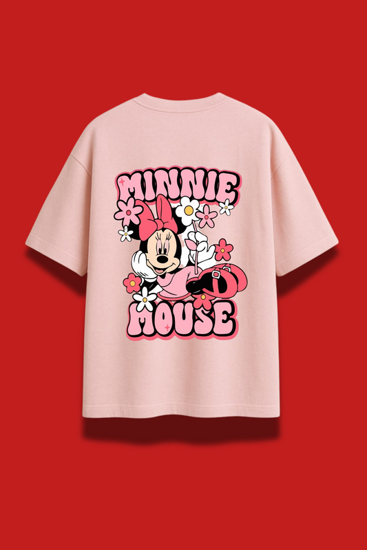 Cute Pink Minnie Mouse Graphic Tee – Oversized Comfort Fit for Women & Girls