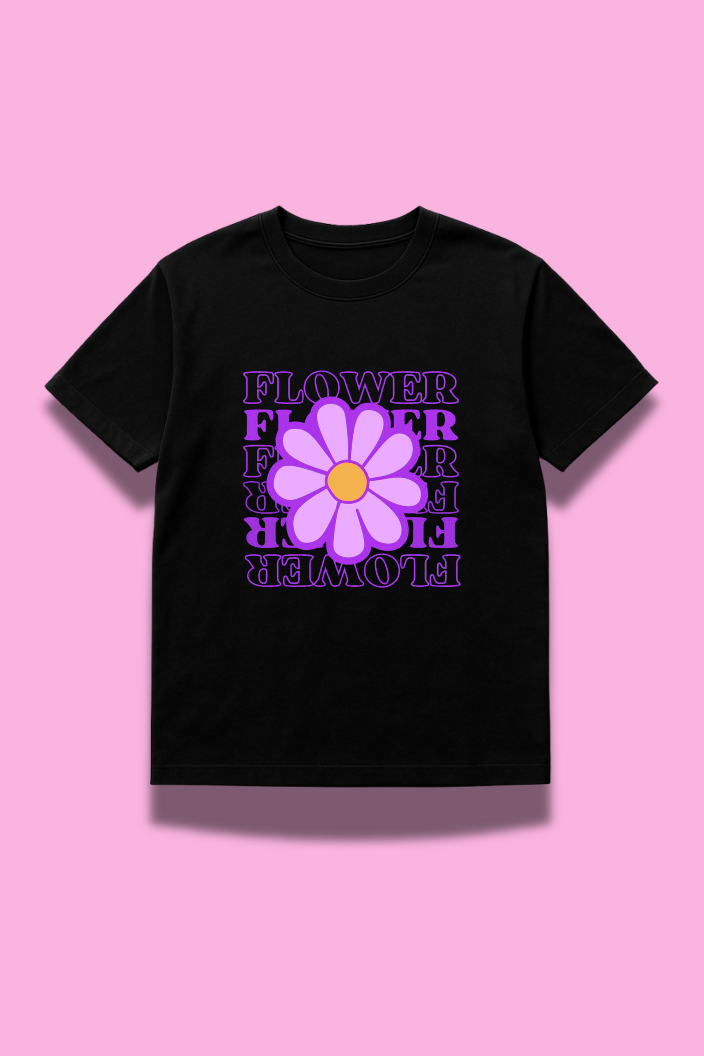 Retro Flower Power Black Tee
